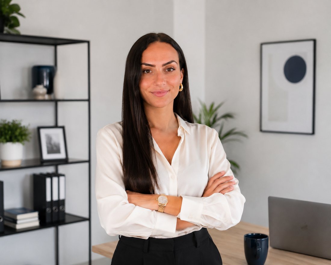 Portrait professionnel de Dalila Penon, souriante, bras croisés